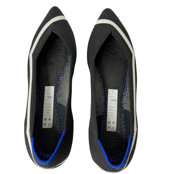 ROTHY’S The Point Flats Black White Stripe Retired Rare Size 8.5 - Picture 4 of 11